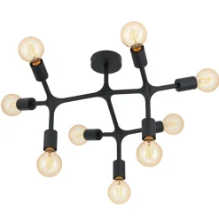 Bocadella 1 eglo plafoniera moderna nera 9 luci per salotto