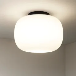 Bombo miloox plafoniera nera cucina moderna vetro bianco