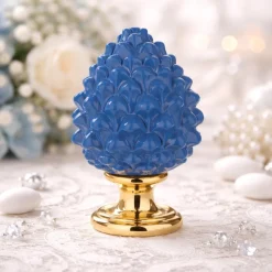 Bomboniera pigna siciliana di ceramica blu oro bongelli preziosi