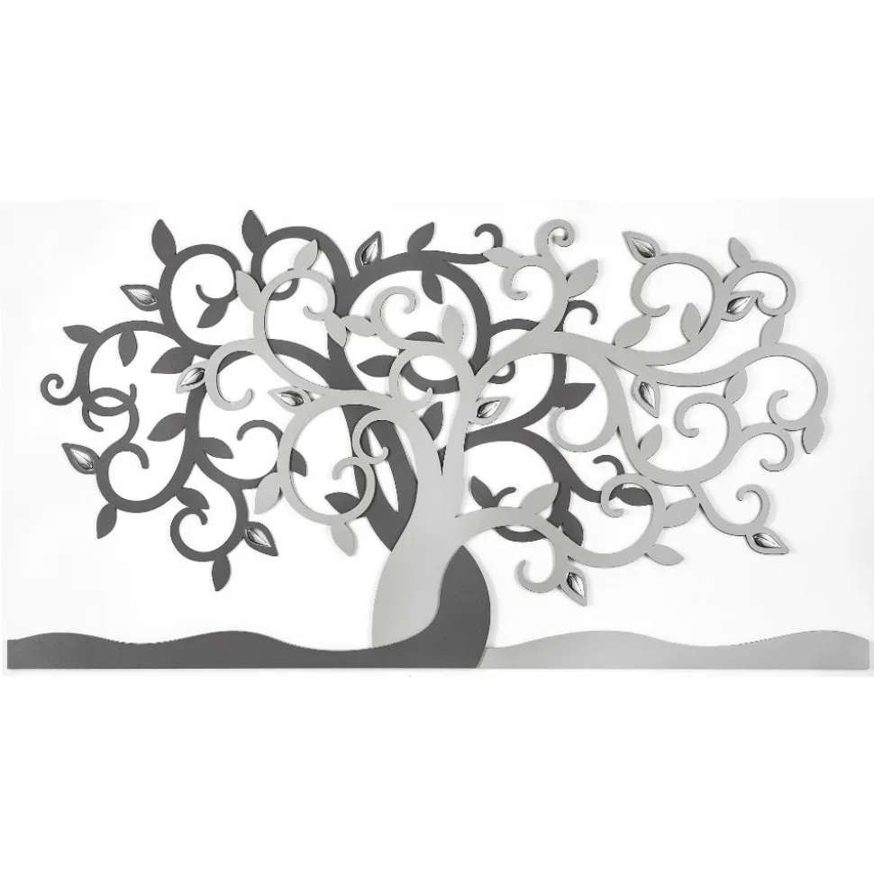 Bongelli preziosi quadro albero della vita 80x43 grigio per soggiorno moderno