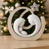 Bongelli prezione statuina presepe natalizio gesso bianco e nocciola stella argentata