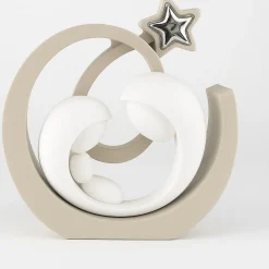 Bongelli prezione statuina presepe natalizio gesso bianco e nocciola stella argentata