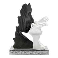 Bongelli preziosi bacio stilizzato scultura moderna bianco nero argento