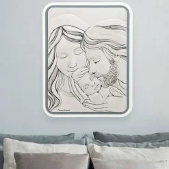 Bongelli preziosi capezzale sacra famiglia grigio 30x38 con contrasto