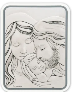 Bongelli preziosi capezzale sacra famiglia grigio 30x38 con contrasto
