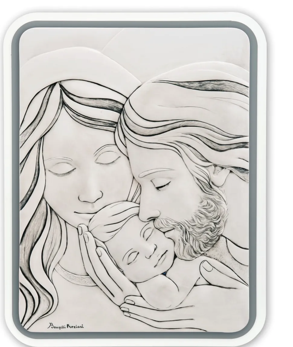 Bongelli preziosi capezzale sacra famiglia grigio 30x38 con contrasto