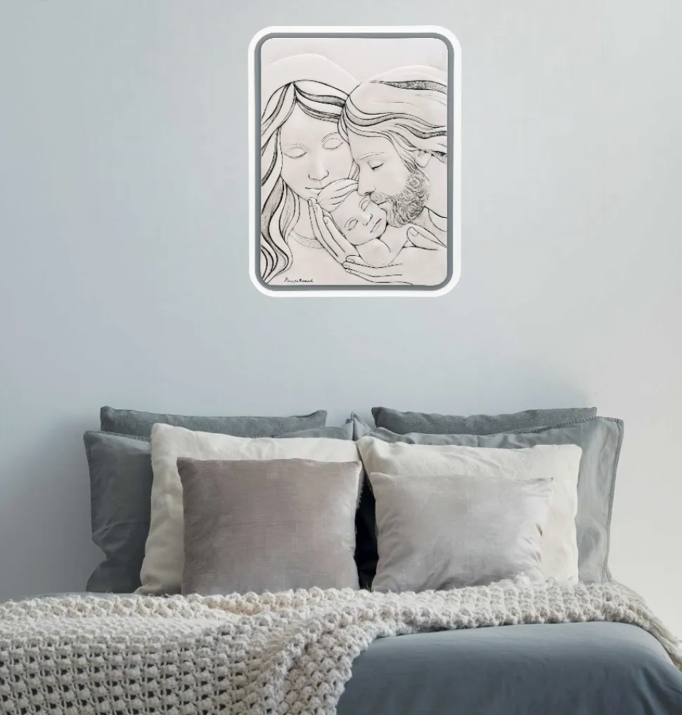 Bongelli preziosi capezzale sacra famiglia grigio 30x38 con contrasto