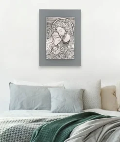 Bongelli preziosi capezzale 30x40 quadretto sacra famiglia grigio