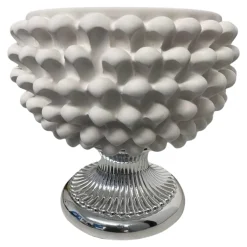 Bongelli preziosi centro tavola pigna 25cm bianco argento