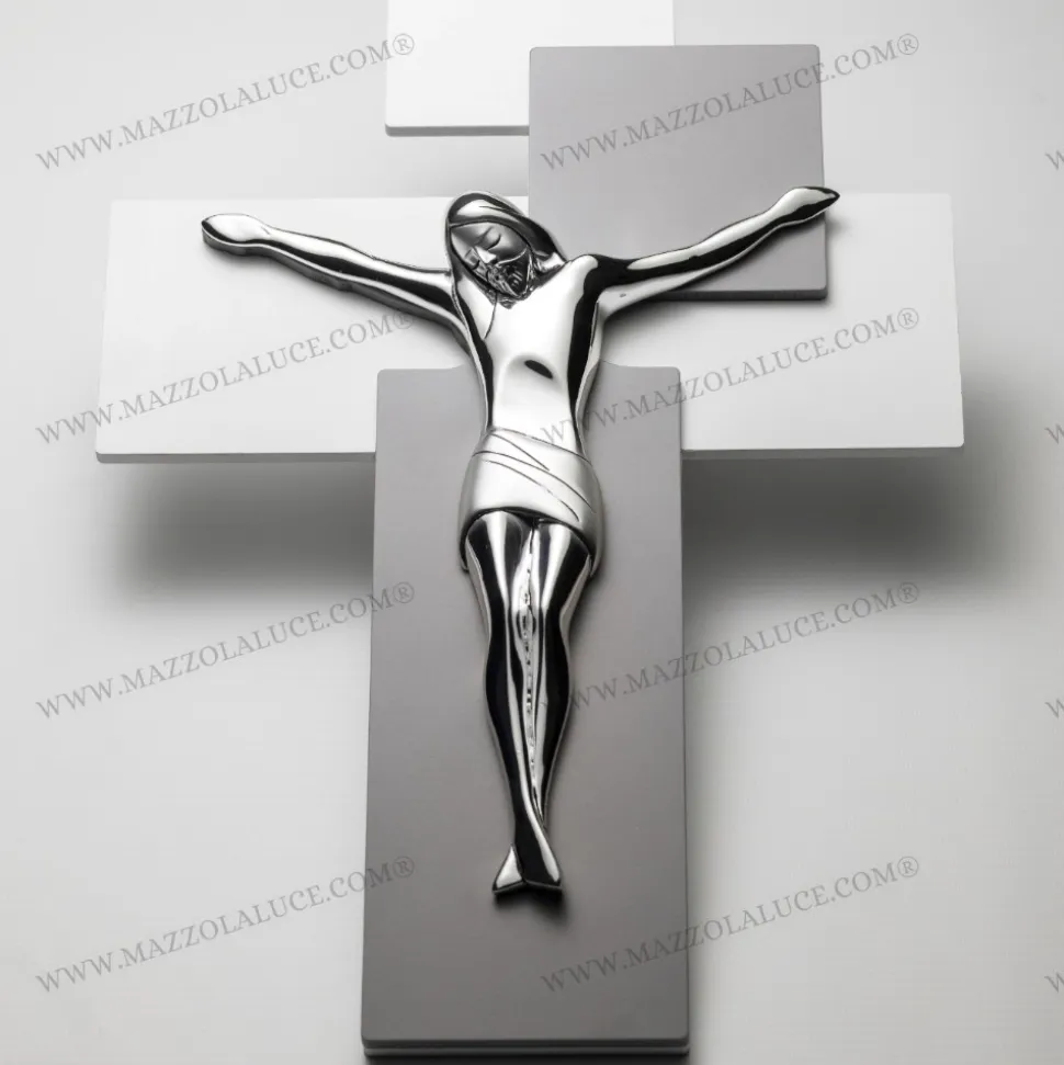 Bongelli preziosi crocifisso da parete 17x12 grigio cristo argento