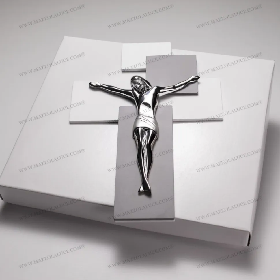 Bongelli preziosi crocifisso da parete 17x12 grigio cristo argento