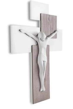 Bongelli preziosi crocifisso da parete 27x19 moderno rovere bianco