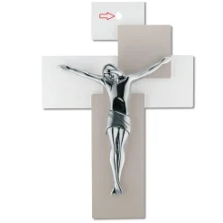 Bongelli preziosi crocifisso da parete 17x12 moderno nocciola argentato