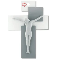 Bongelli preziosi crocifisso da parete 17x12 grigio cristo bianco moderno