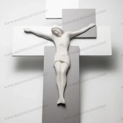 Bongelli preziosi crocifisso da parete 17x12 grigio cristo bianco moderno