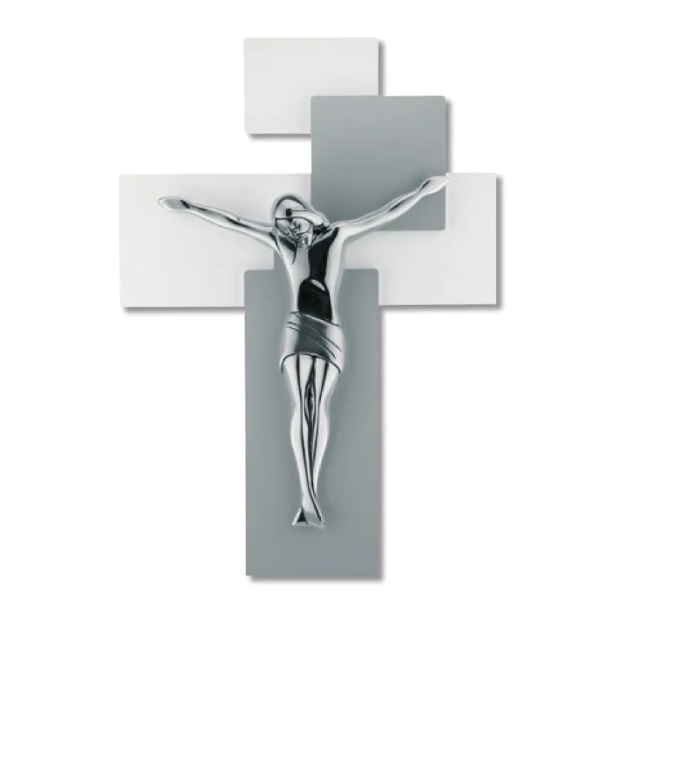 Bongelli preziosi crocifisso da parete 60x40 moderno argentato grigio