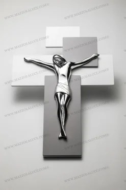 Bongelli preziosi crocifisso da parete 60x40 moderno argentato grigio