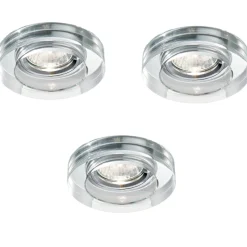 Box 3 faretti di vetro trasparente da incasso ideal lux blues fi round