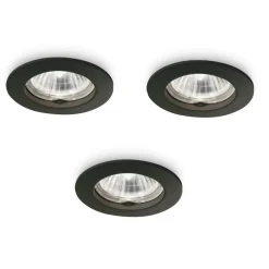 Box kit da 3 jazz fi faretto da incasso per cartongesso rotondo nero ideal lux