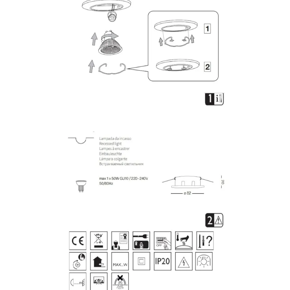 Box kit 3 ideal lux swing faretti da incasso orientabile brunito rotondo