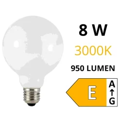 Box 10 lampadine sfera e27 led 8w 950lm 3000k vetro bianco ideal lux