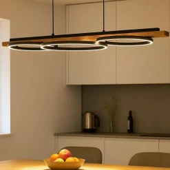 Boyal eglo lampadario per cucina in legno effetto anticato led 3000k