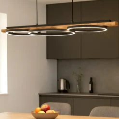 Boyal eglo lampadario per cucina in legno effetto anticato led 3000k