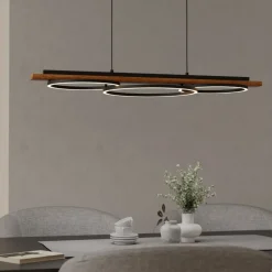 Boyal eglo lampadario per cucina in legno effetto anticato led 3000k