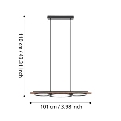Boyal eglo lampadario per cucina in legno effetto anticato led 3000k