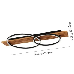 Boyal eglo plafoniera moderna nera e marrone led 3000k