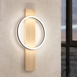 Boyal eglo applique da parete minimal in legno chiaro led 3000k