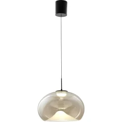 Brena cognac fabas luce lampadario led in vetro per sala da pranzo