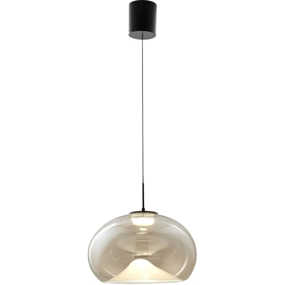 Brena cognac fabas luce lampadario led in vetro per sala da pranzo