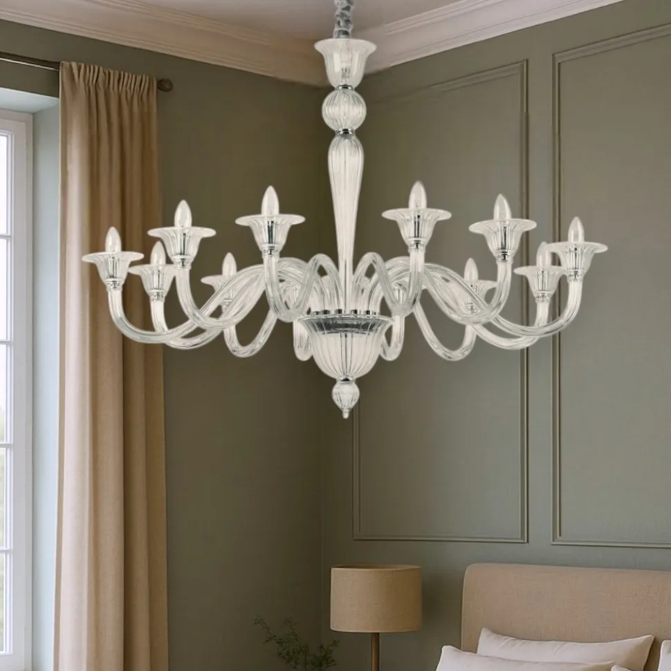 Brigitta sp12 lampadario per salotto cristallo trasparente 12 luci