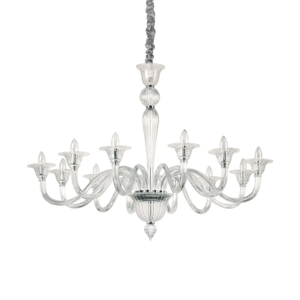Brigitta sp12 lampadario per salotto cristallo trasparente 12 luci