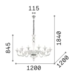 Brigitta sp12 lampadario per salotto cristallo trasparente 12 luci