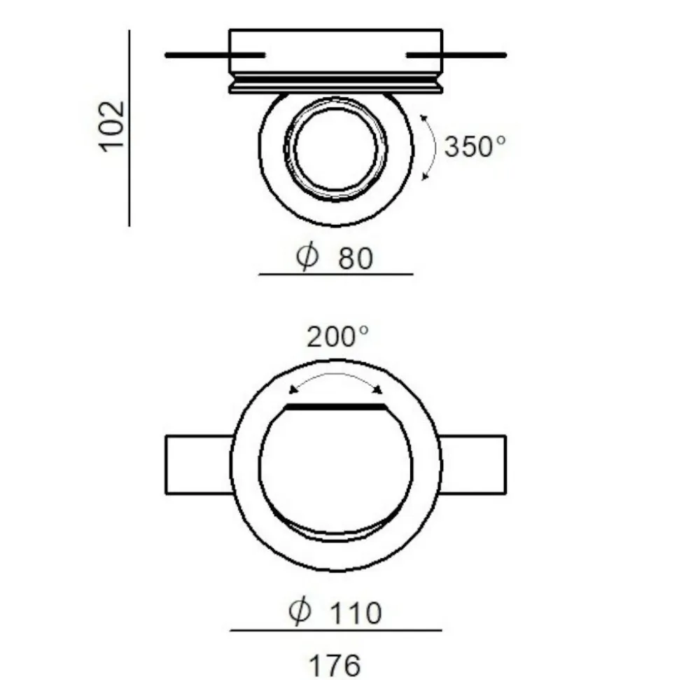 Bubble faretto led 9w 3000k 24v ottica 62 da incasso linea light