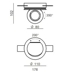 Bubble faretto nero led 9w 3000k 24v ottica 15 da incasso linea light