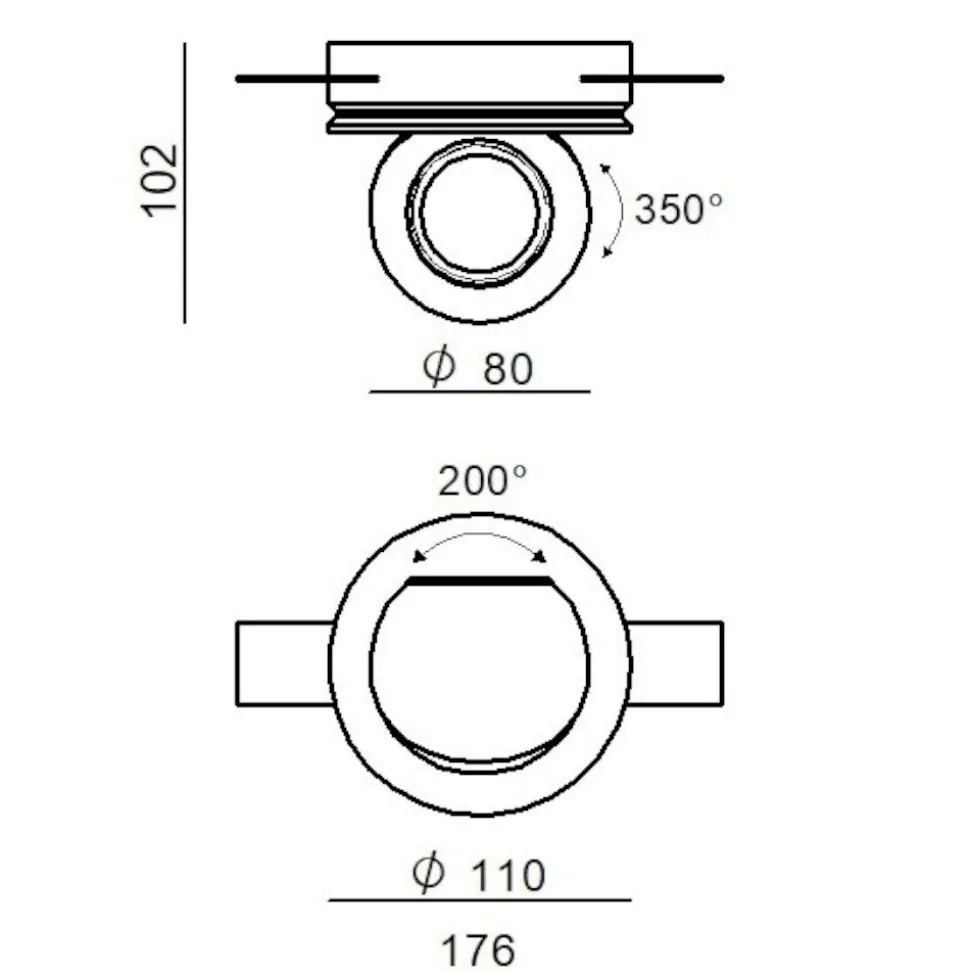 Bubble faretto nero led 9w 3000k 24v ottica 15 da incasso linea light