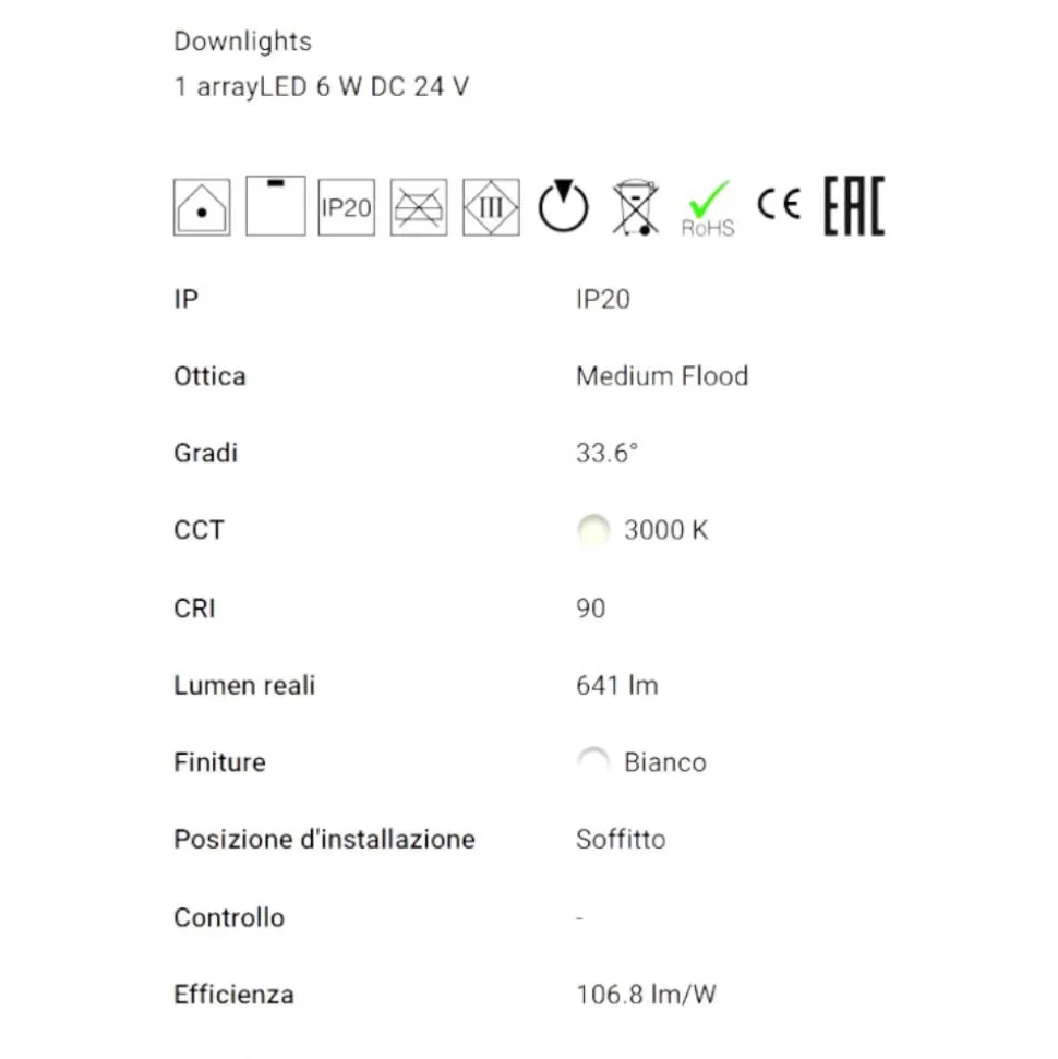 Bubble linea light faretto bianco da incasso ottica 34 led 6w 3000k