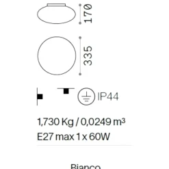 Bubble pl1 plafoniera bagno design rotonda ideal lux