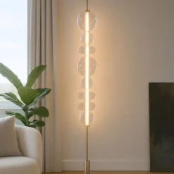 Bubbles perenz lampada da terra bolle vetro led 3000k altezza regolabile