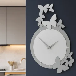 Butterfly orologio da parete moderno legno bianco-grigio