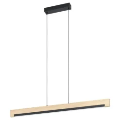 Camacho eglo lampadario in legno per cucina nero led 25w 3000k dimmerabile