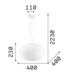 Candy sp1 d40 ideal lux lampadario sfera di vetro bianco