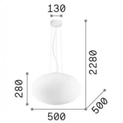 Candy sp1 d50 idea lux lampadario sfera vetro bianco