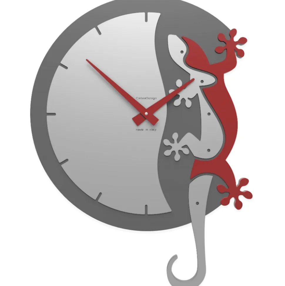 Caorologio moderno da parete legno colore grigio rosso rubino