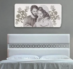 Capezzale bianco tortora grigio sacra famiglia moderna 120x60