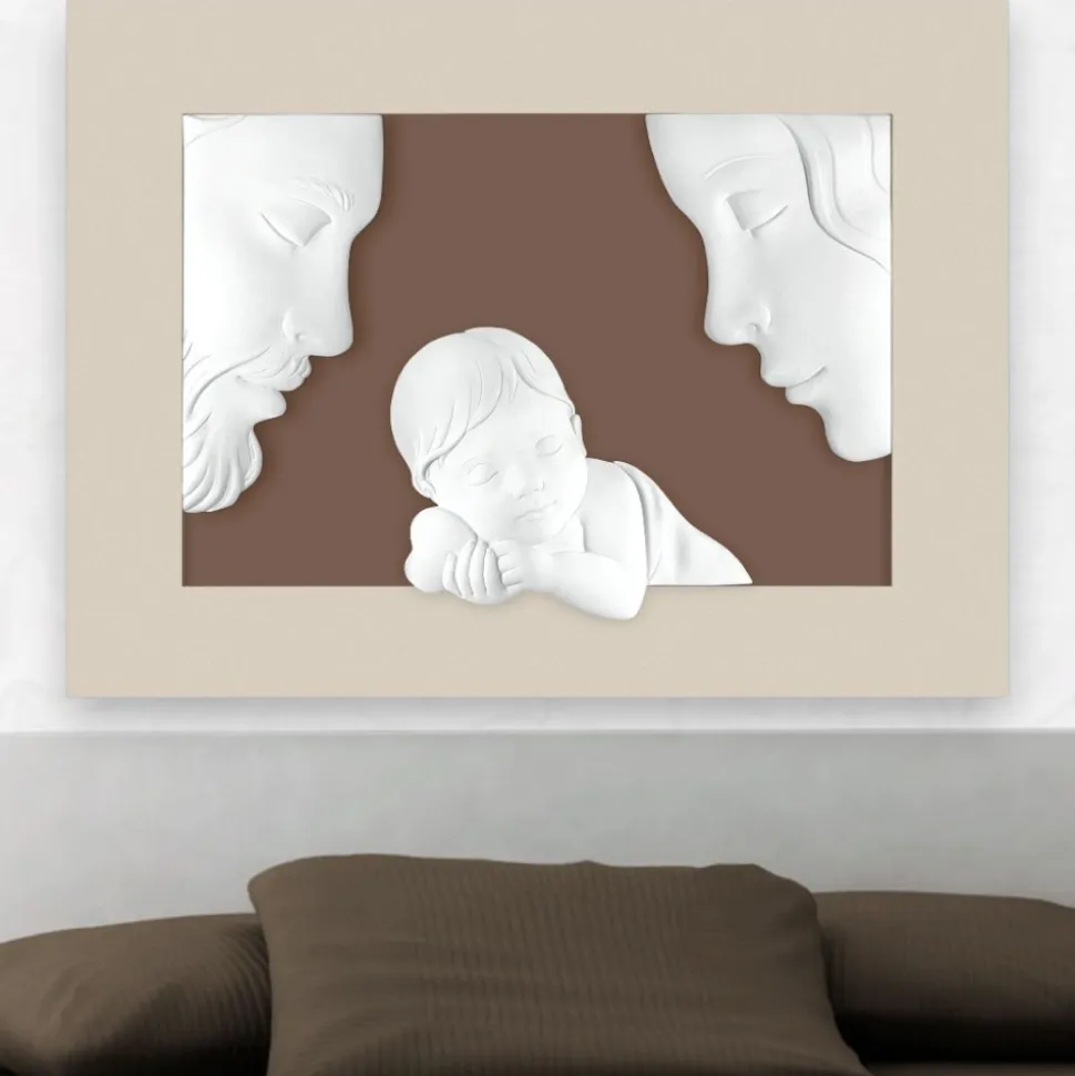 Capezzale bongelli preziosi moderno sacra famiglia nocciola 100x75
