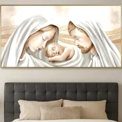 Capezzale capoletto sacra 90x60 famiglia cornice oro
